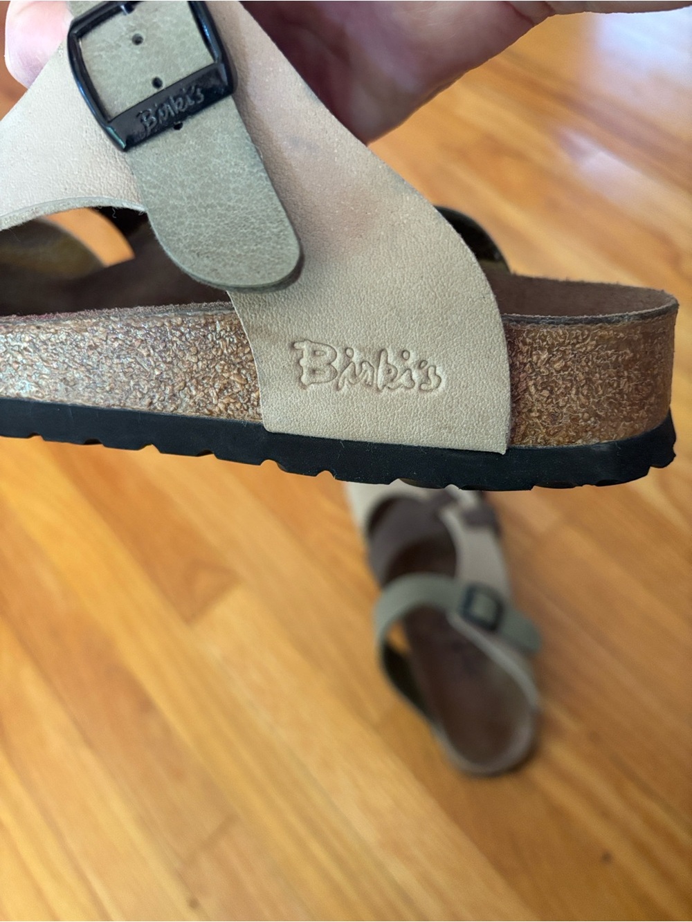 Birkenstock Pisa Birki’s Footbed Sandals 265 L10 M8 Euro 41 Brown Tan Light Sage - Picture 10 of 13